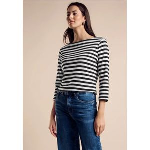 Street One Dames Gestreept overhemd in Zwart, in size: 34