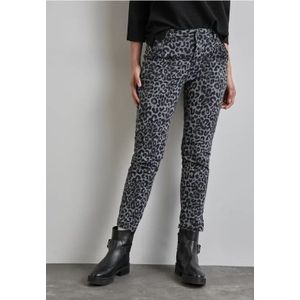 Street One Dames Jeans met leoprint in Grijs, in size: 30