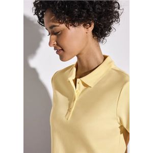 Street One Dames Poloshirt met geribde structuur in Geel, in size: 46