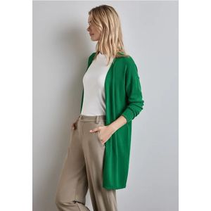 Street One Dames Lang fijn gebreid vest in Groen, in size: 34