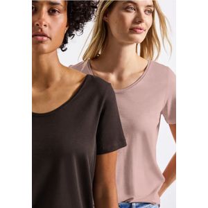 Street One Dames 2-pack V-hals Shirt in Multicolour, in size: 34