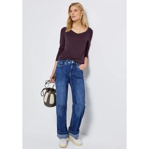 Street One Dames Shirt met carrée halslijn in Rood, in size: 34