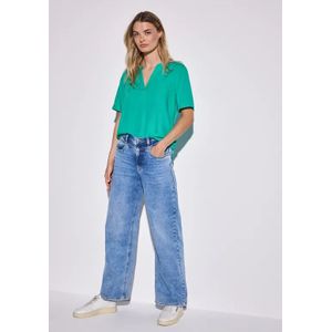 Street One Dames Blouse in effen kleur in Turkoois, in size: 40