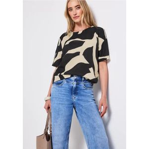 Street One - Damesblouse - Grafisch Patroon - Luchtige Linnen-Katoenmix