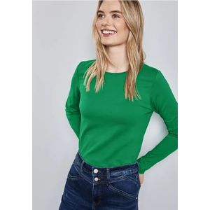 Street One Dames Basis shirt in Groen, in size: 46