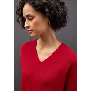 Street One Dames Basis trui met V-hals in Rood, in size: 34