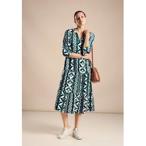 Street One Dames Midi-jurk met print in Groen, in size: 34