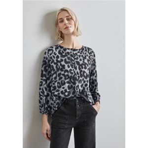 Street One Dames Blouse met plooien in Grijs, in size: 44