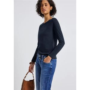 Street One Dames Basic shirt met lange mouwen in Blauw, in size: 34