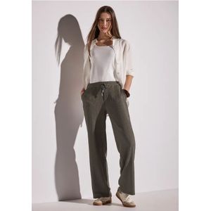 Street One Dames Wide Legs broek met structuur in Bruin, in size: 46