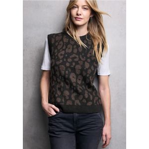 Street One Studio Dames Trui met jacquard in Zwart, in size: 34