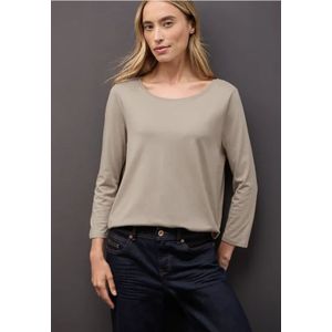 Street One Dames Shirt in lange stijl in Beige, in size: 34
