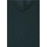 Street One - T-shirt - Lichtgewicht - V-hals - Korte Mouwen - Aangename Materiaalmix