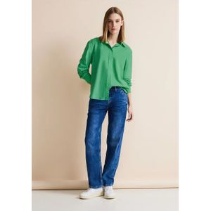 Street One Dames Shirtblouse met strepen in Groen, in size: 42