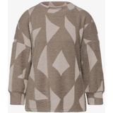 Street One - Dames - T-shirt - Bruin - Fluffy Materiaal