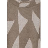 Street One - Dames - T-shirt - Bruin - Fluffy Materiaal