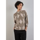 Street One - Dames - T-shirt - Bruin - Fluffy Materiaal