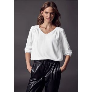 Street One Studio Dames Blouse met smokdetail in Wit, in size: 46
