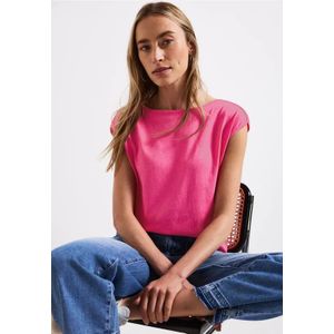 Street One Dames Shirt met boothals in Pink, in size: 36
