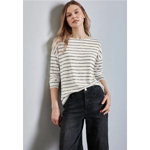 Street One Dames Gestreept overhemd in Beige, in size: 46