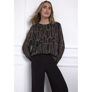 Street One Dames Gedessineerde chiffon blouse in Bruin, in size: 34