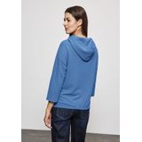 Street One - Dames Shirt - Blauw - Materiaalmix - Capuchon - 3/4 Mouwen