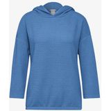 Street One - Dames Shirt - Blauw - Materiaalmix - Capuchon - 3/4 Mouwen
