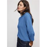 Street One - Dames Shirt - Blauw - Materiaalmix - Capuchon - 3/4 Mouwen