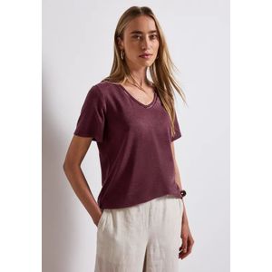 Street One Dames Shirt met linnen look in Rood, in size: 34