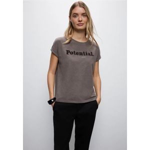 Street One Dames Shirt met bouclé-opdruk in Bruin, in size: 34