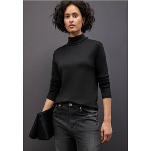 Street One Dames Basic shirt met coltrui in Zwart, in size: 38