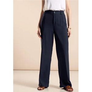 Street One - Loose Fit - Viscose Broek - Blauw - Hoge Taille - Culotte