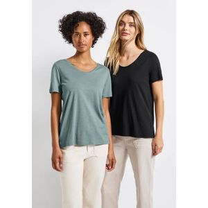 Street One Dames 2-pack V-hals Shirt in Multicolour, in size: 34