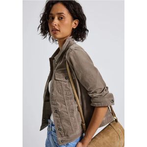 Street One Dames Mini ribfluwelen jack in Bruin, in size: 38