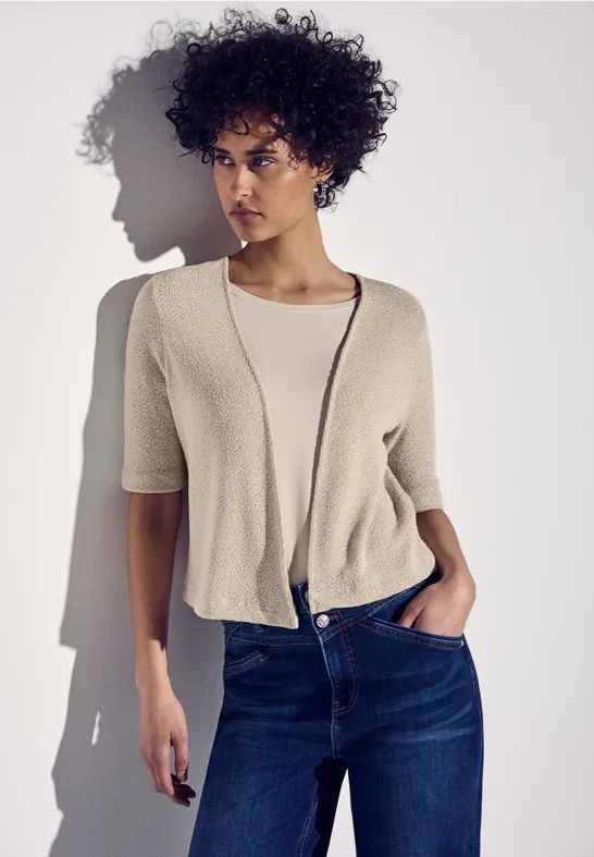 Street One - Dames Jas - Beige - Gebreide Look