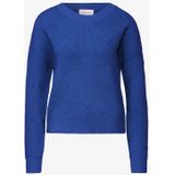 Pullover - Force Blue - Korte Gebreide Trui - Ronde Hals - Lange Mouwen