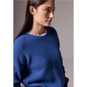 Pullover - Force Blue - Korte Gebreide Trui - Ronde Hals - Lange Mouwen