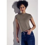 Street One - Dames Shirt - Bruin - Met Subtiele Uitsnijding