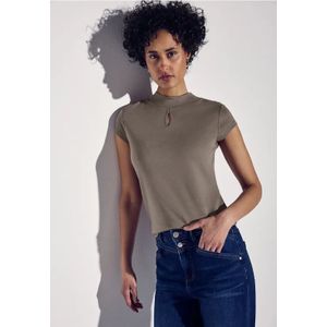 Street One - Dames Shirt - Bruin - Met Subtiele Uitsnijding