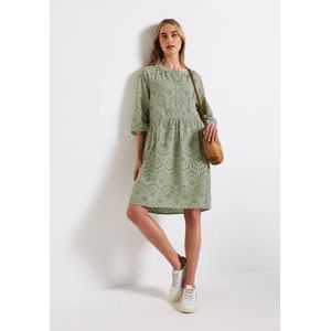 Street One Dames Jurk met krullend borduurwerk in Groen, in size: 34
