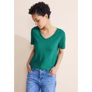 Street One Dames Basic V-Neck Shirt in Turkoois, in size: 34