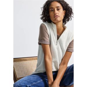 Street One Dames Shirt met col en ritssluiting in Wit, in size: 34