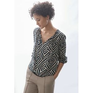 Street One Dames Gedessineerde blouse in Groen, in size: 34