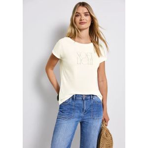 Street One Dames Basic shirt met print in Wit, in size: 34