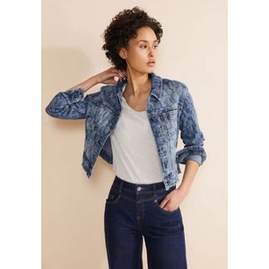 Street One Dames Lasercut jeansjasje in Blauw, in size: 44