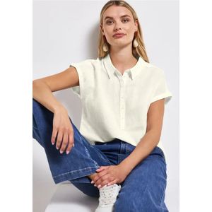 Street One Dames Linnen mix overhemd blouse in Wit, in size: 44