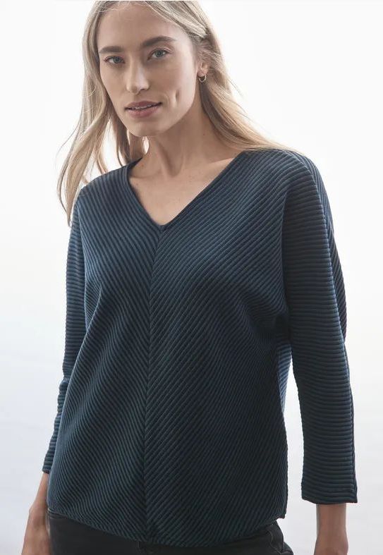 Street One Dames Shirt met diagonale structuur in Groen, in size: 34