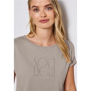 Street One Dames Basic shirt met print in Beige, in size: 34