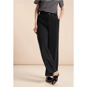 Street One Dames Loose fit viscose broek in Zwart, in size: 32