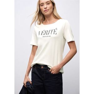 Street One Dames Shirt met tekst in Wit, in size: 34